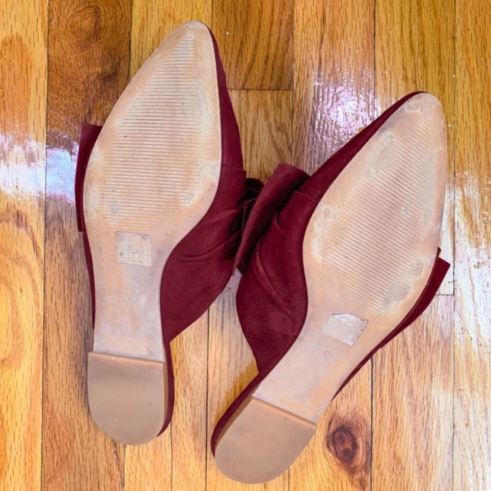 Madewell The Remi Bow Mule in Suede Pinot Noir Burgundy Slide Slip On 9 - Picture 7 of 8